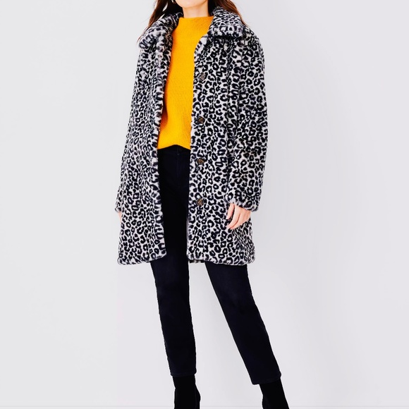 Ann Taylor Leopard Faux Fur Coat Medium - Picture 1 of 6